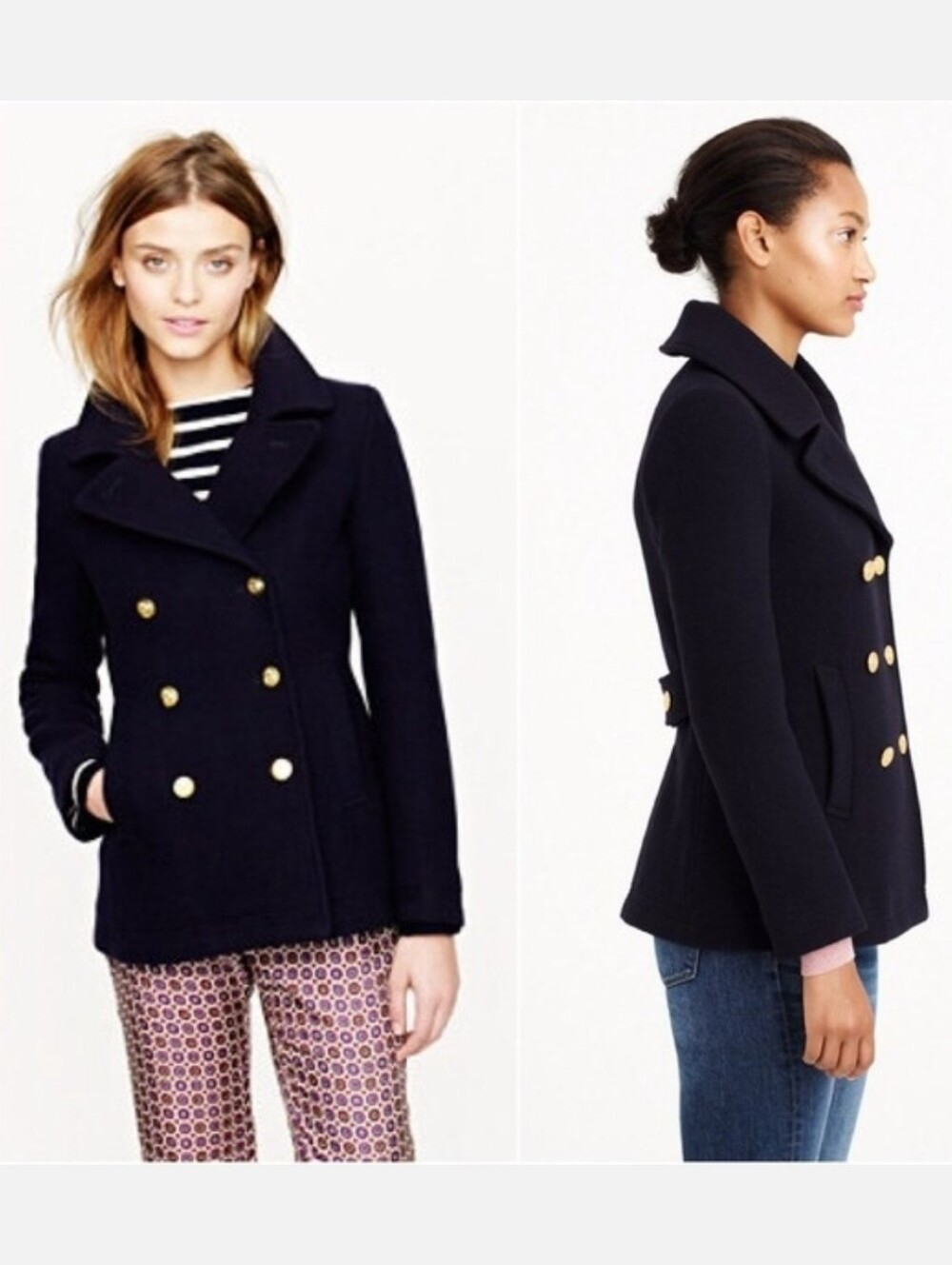 Retro vintage preppy Y2K classic J.Crew Stadium-cloth majesty peacoat navy Blue
